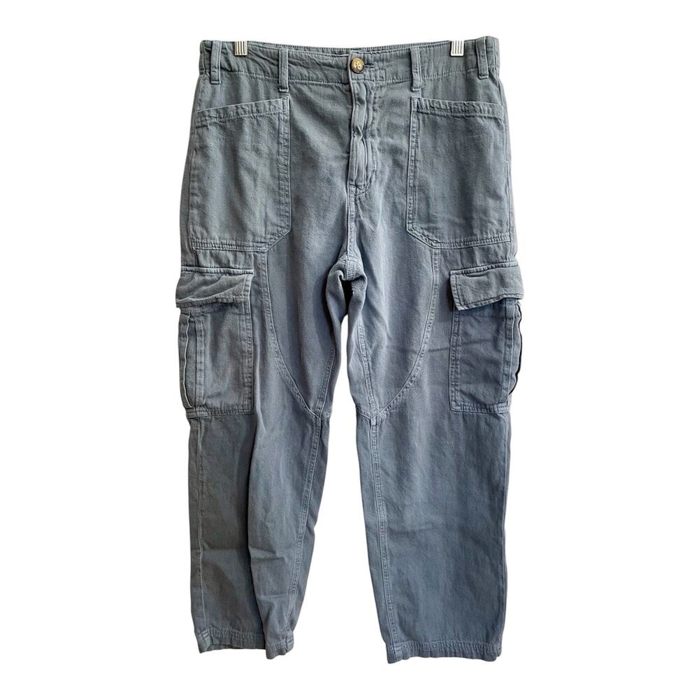 Zara The Baggy Cargo Pants Blue Cotton Jeans Size 6 Women Loose Fit Boho Casual